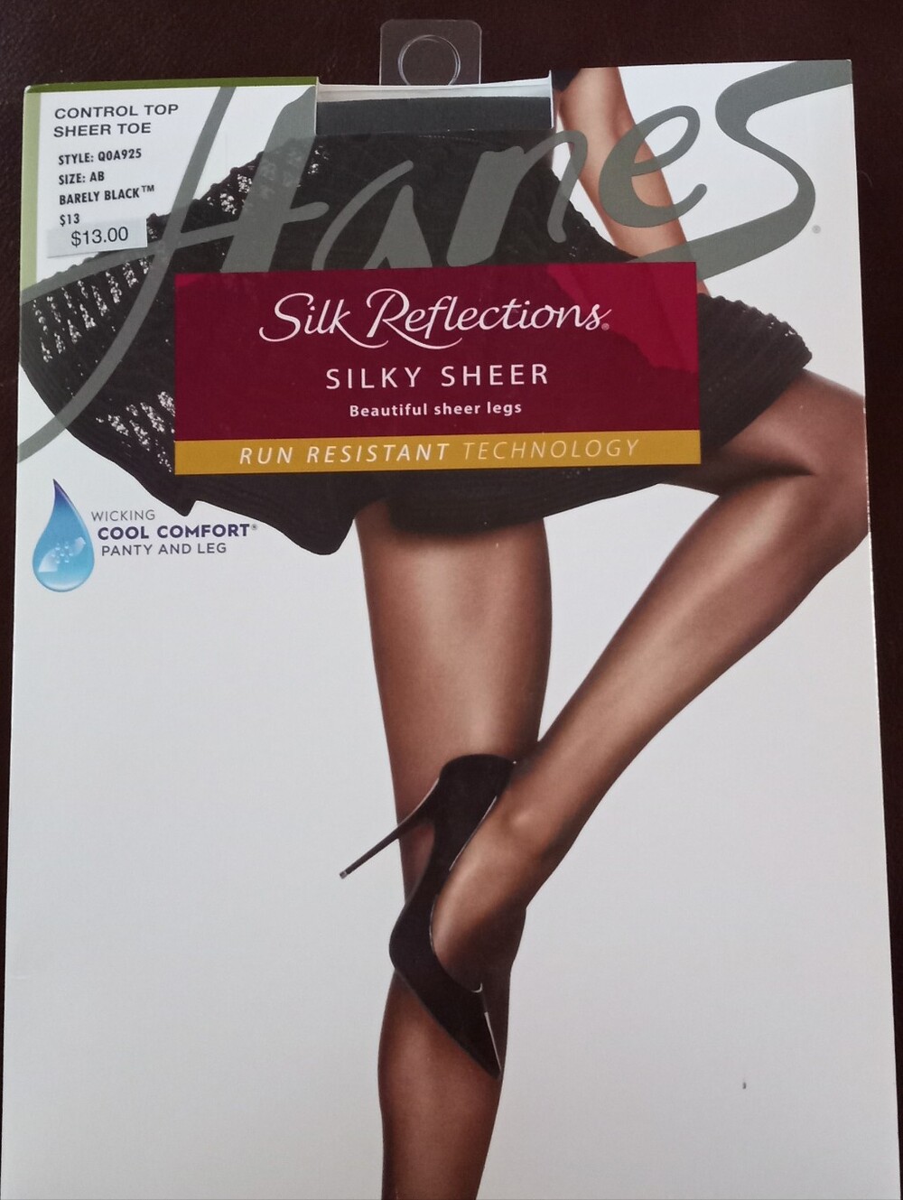 Hanes Silk Reflections Silky Sheer Control Top Pantyhose - Barely Black
